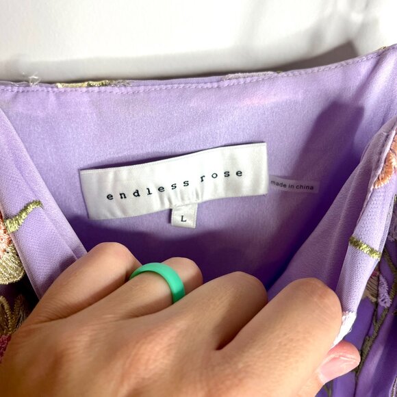 Endless Rose Floral Embroidered Mini Dress Taylor Swift Fairycore Ethereal Sz L - Picture 5 of 7